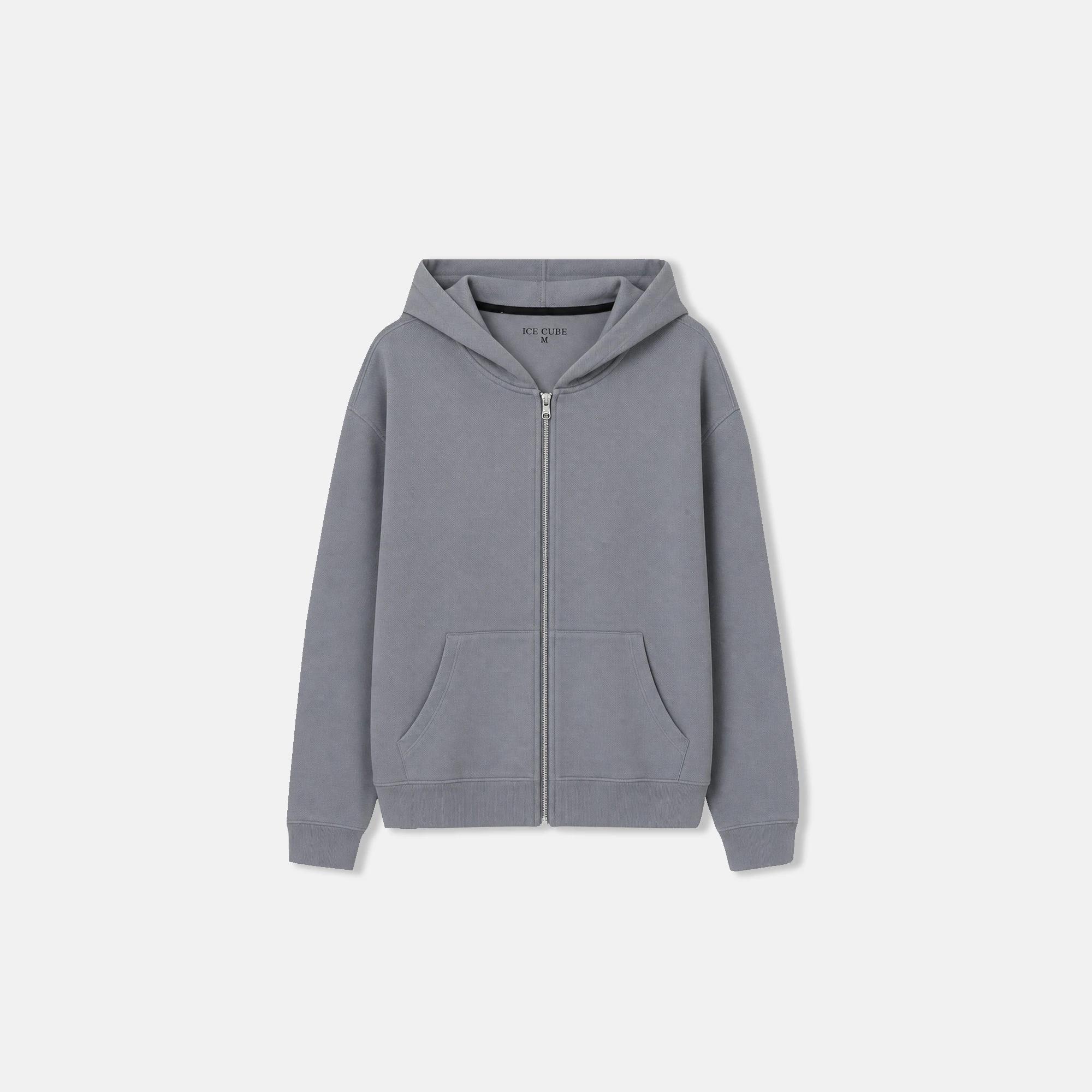 هودي رجالي بسحاب كامل مصنوع من مزيج القطن المطاطي Thumbnail 2
