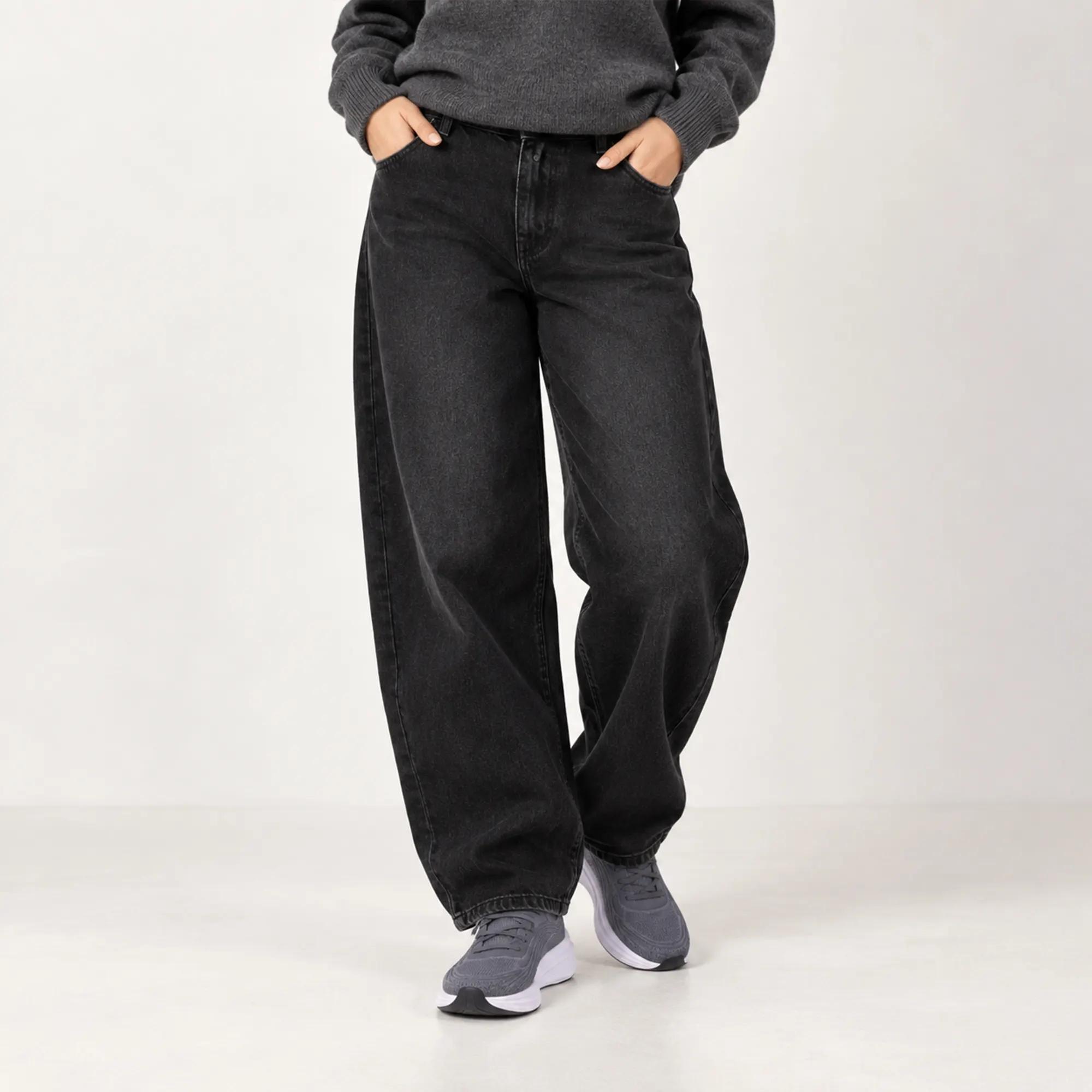 WOMEN'S HIGH WAISTED BARREL LEG JEANS alternative product image