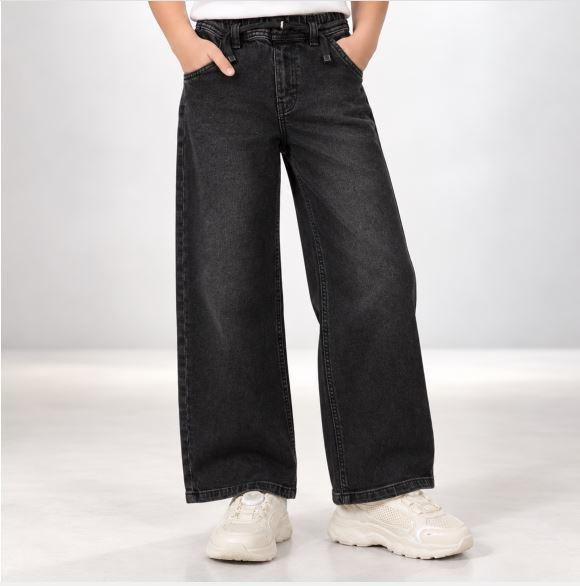 بنطال جينز بخصر مرتفع وأرجل واسعة للفتيات alternative product image
