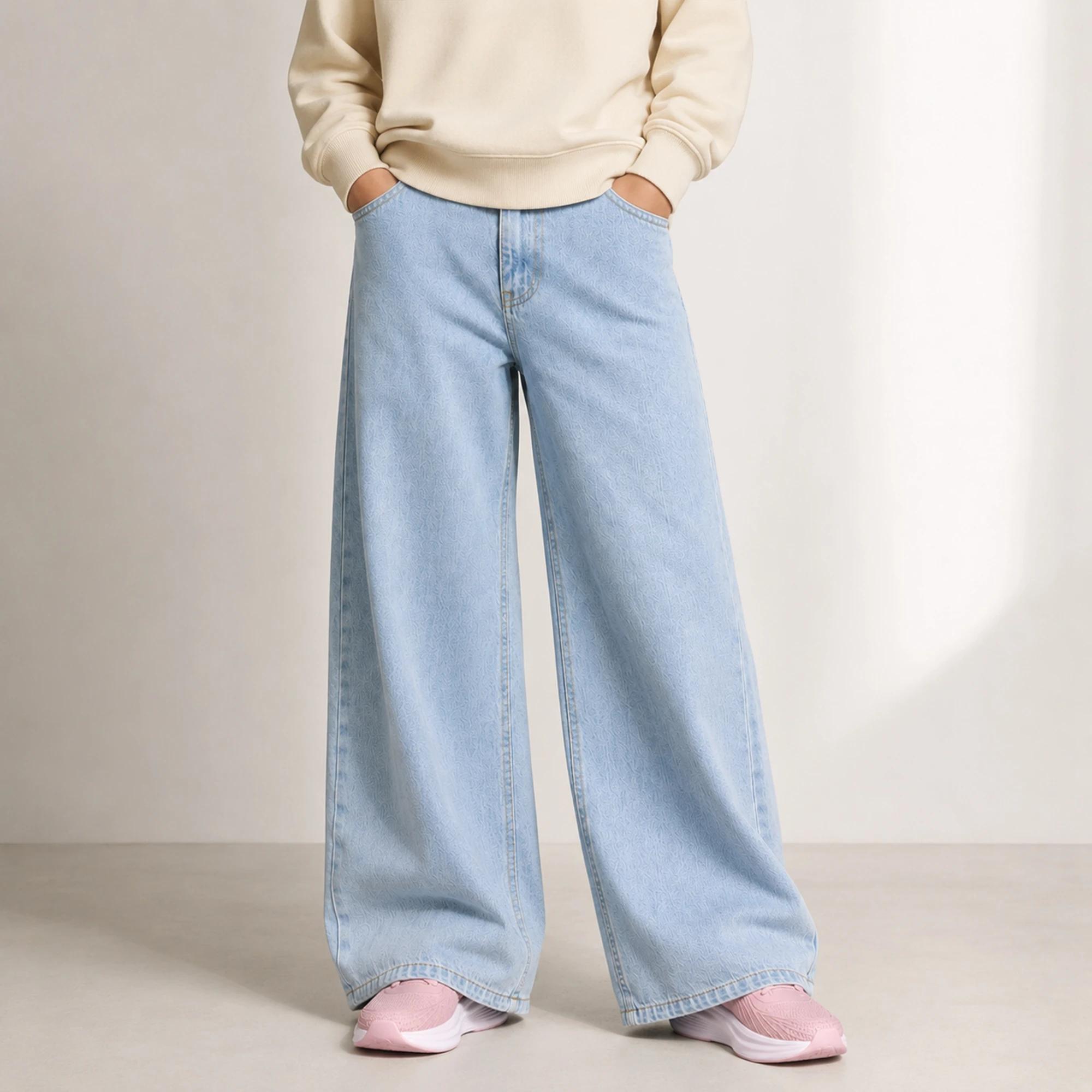 جينز نسائي بخصر عالٍ وأرجل واسعة product image