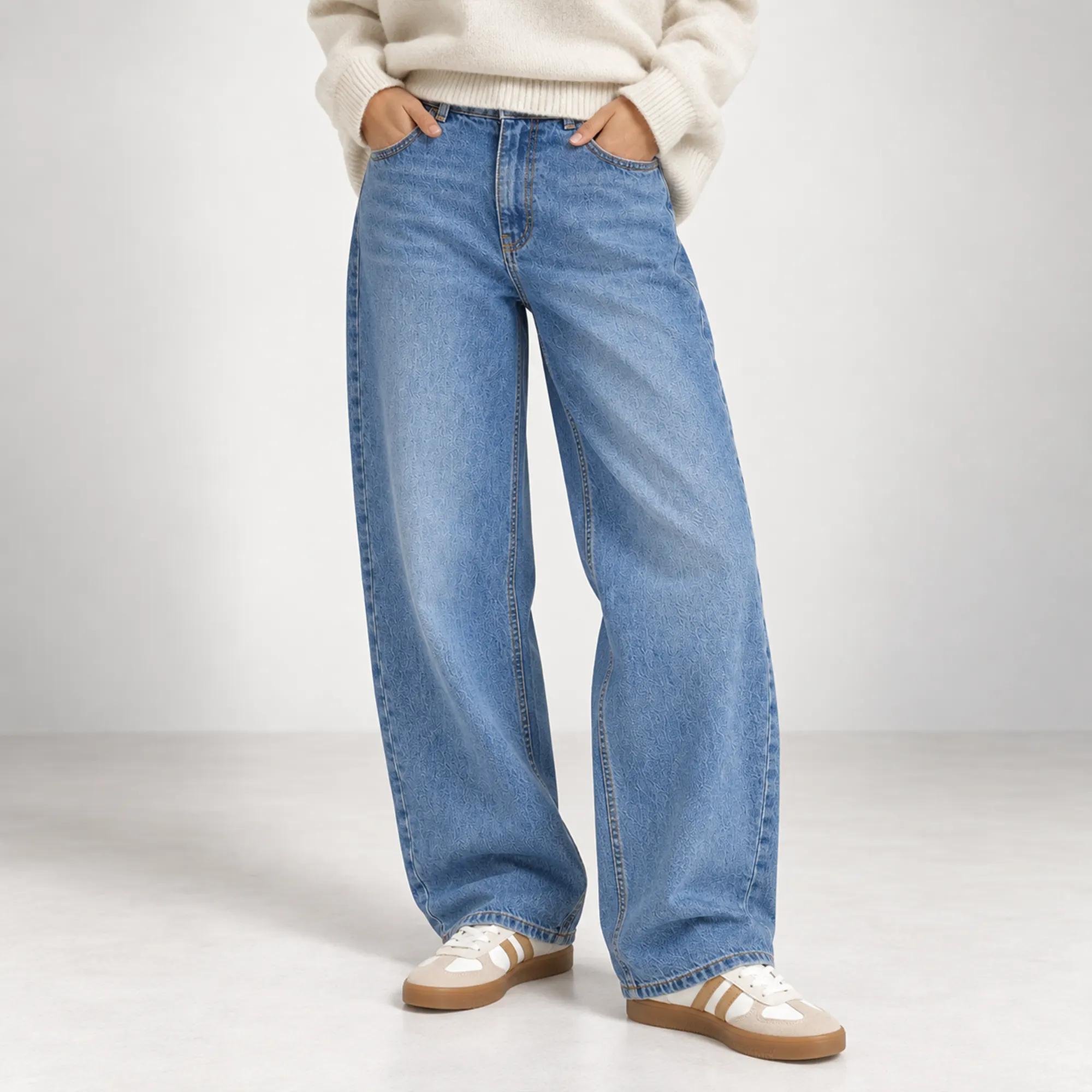 WOMEN'S HIGH-WAISTED WIDE-LEG DENIM JEANS product image